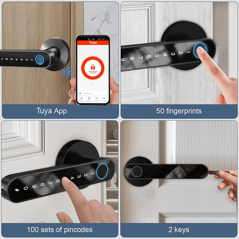 Keyless Entry Smart Door Lock with Fingerprint Recognition and Tuya App Control