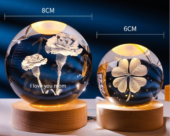 3D Small Night Lamp Crystal Ball Decoration