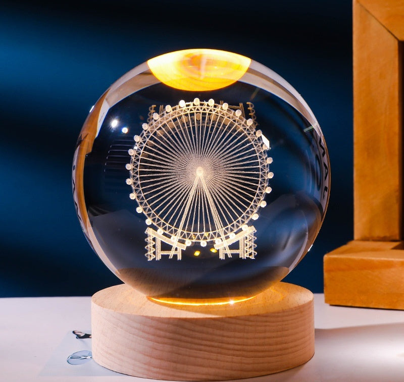 3D Small Night Lamp Crystal Ball Decoration