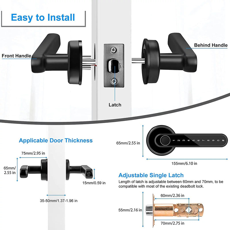 Keyless Entry Smart Door Lock with Fingerprint Recognition and Tuya App Control