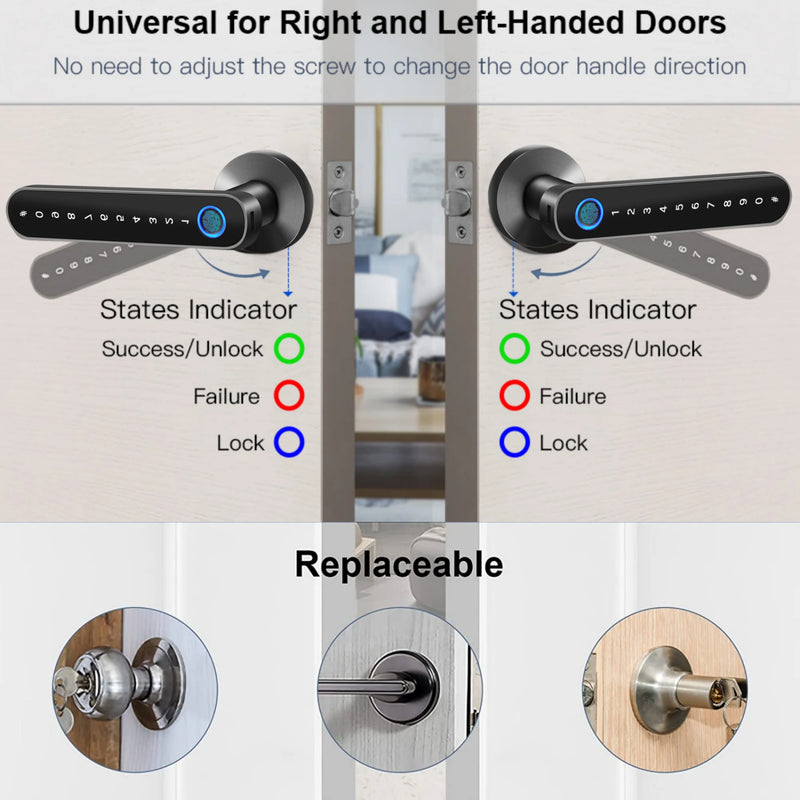 Keyless Entry Smart Door Lock with Fingerprint Recognition and Tuya App Control