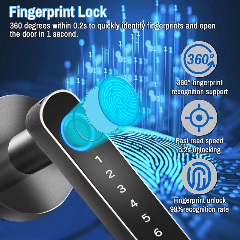 Keyless Entry Smart Door Lock with Fingerprint Recognition and Tuya App Control