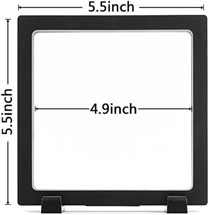 4 Pack 3D Floating Display Case 5.5X5.5X0.8” Floating Coin Display Frame for AA Medallions, Jewelry, Fossil Floating Display Frame Set