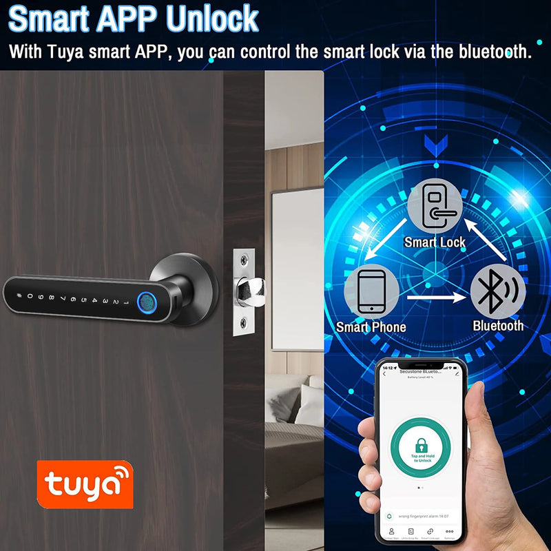 Keyless Entry Smart Door Lock with Fingerprint Recognition and Tuya App Control