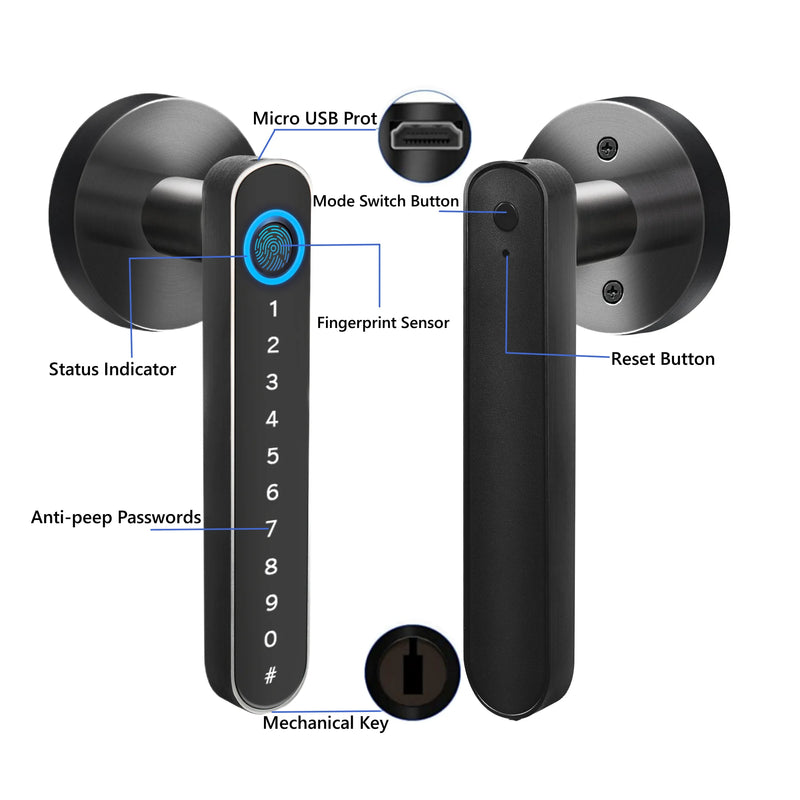 Keyless Entry Smart Door Lock with Fingerprint Recognition and Tuya App Control